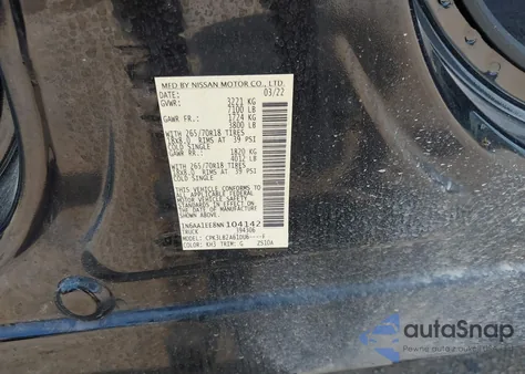 2022 Nissan Titan Sv 4X2 из США, поврежденный, VIN 1N6AA1EE8NN104142